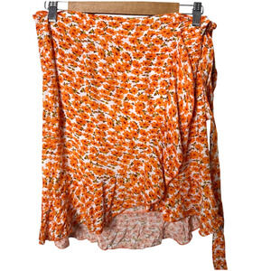 American Dreams Made In Italy Milly Wrap Skirt Short Orange Flower Small